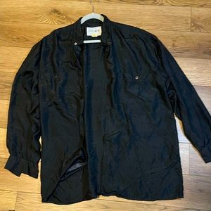 Silk Black Button Up Dress Shirt